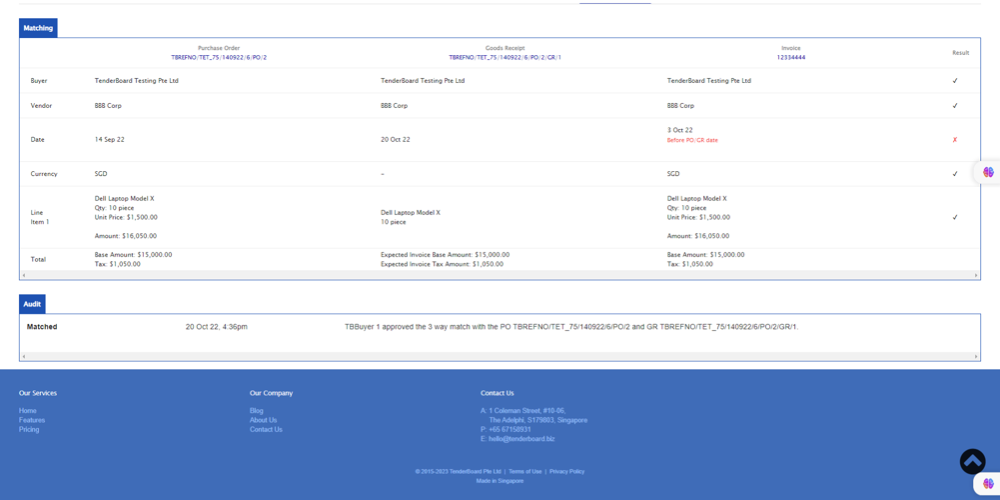 3 Way Match Approval in budget management