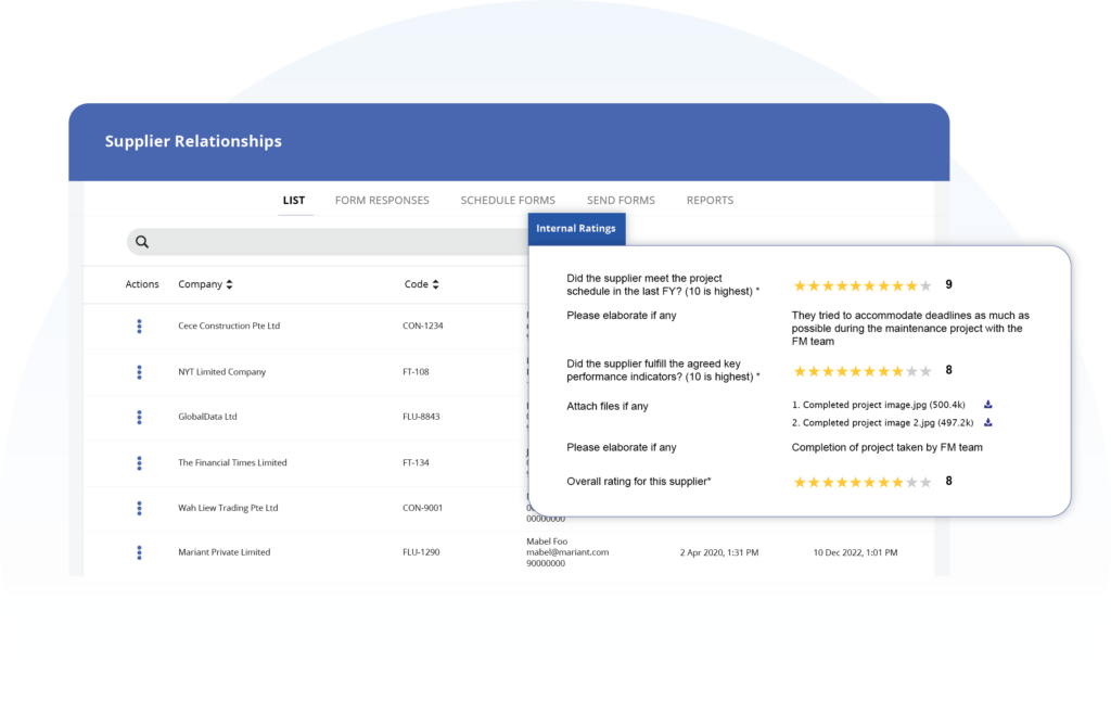 Supplier Management mockup TenderBoard